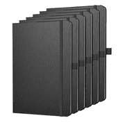 ONAVIA A5 Lined Journal Notebook, 6 pack, 5.79" x 8.3", 7mm College Ruled Notepad, Hardcover, 80 Sheets/160 Pages, Black