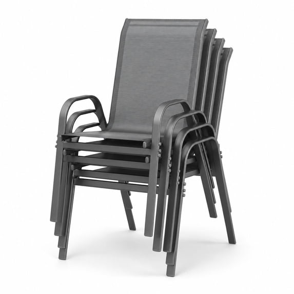 ONBRILL Patio Chairs Set of 4, Stackable Outdoor Dining Chairs, Grey ...
