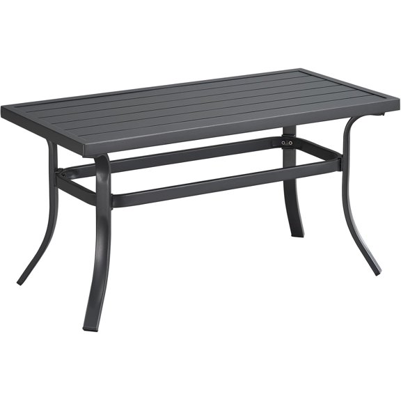 ONBRILL Small Metal Outdoor Coffee Side Table, Steel Coffee Tables for Patio, Outside, Garden, Balcony, Backyard and Living Room, Rectangle, Grey