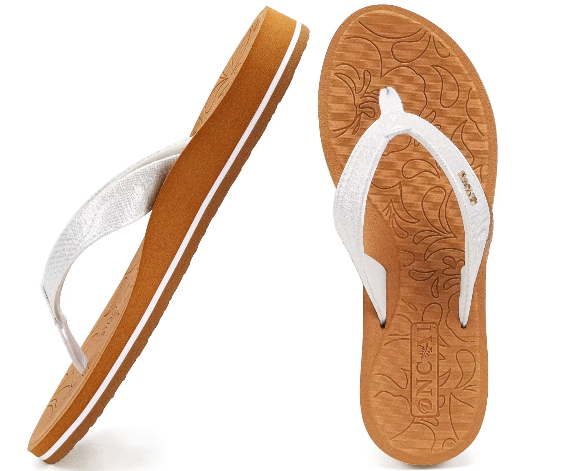 Men\'s Khaki And White Yoga Mat Flip Flops Slip On Indoor Outdoor Sandal Slipper Amazon.com | HAOLIRA Flip Flops for Men with Arch Support  main image 3