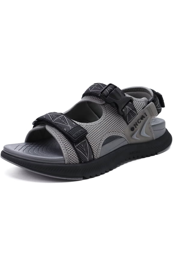 Men's Hiking Sandals Arch Support Walking Sandals for Men 2026 Trail Fisherman Breathable Mesh Water Beach and Sports with Adjustable Strap Grey Size 8