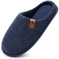 thumbnail image 1 of ONCAI Men's House Slippers Memory Foam Cotton-blend Slip-On Pantuflas Hombres Warm Cozy Scuff Home Bedroom Shoes Indoor/Outdoor Washable Rubber Soles Felt Dark Blue Size 8, 1 of 7