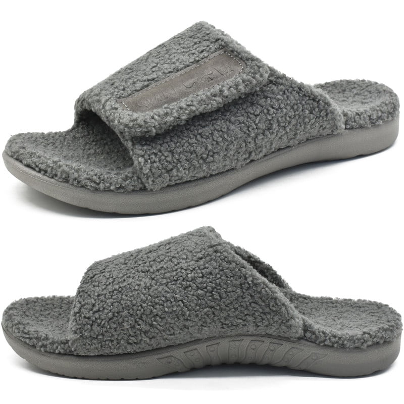 ONCAI Mens House Slippers Adjustable Straps Orthotic Plantar Fasciitis ...