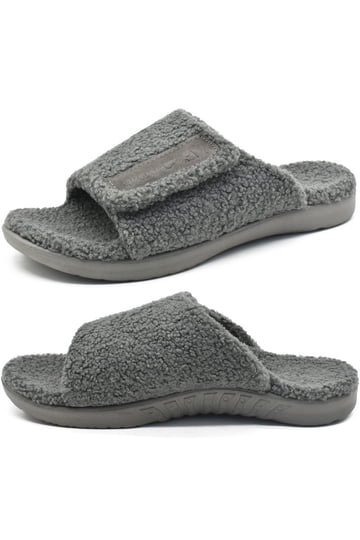 Mens Grey And White Recovery Orthotic Arch Support Open Toe Slides Slipper Shoes Amazon.com | HMLHML Mens Recovery Slides - Orthotic Arch  main image 2
