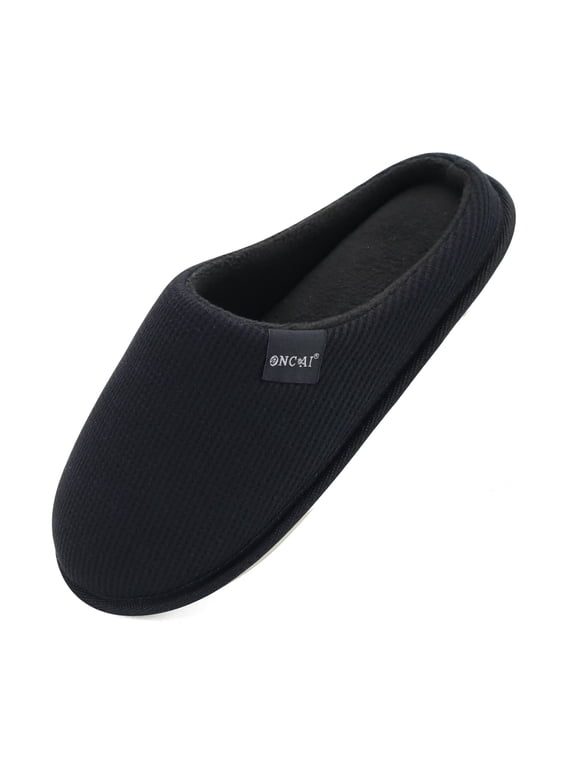 Slippers Women Cushion Memory Foam Slipper for Woman 2026 Soft Home Cotton-Blend High-Density Ladies Slide Slipper Slip On Home Bedroom Best House Shoes Indoor Outdoor Black Size 9 US