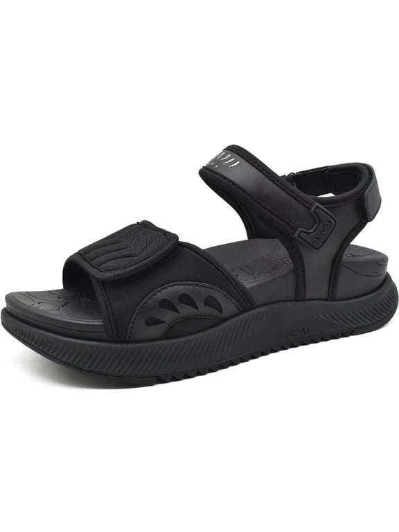 Walking Sandals Women,Arch Support Hiking Sandals with Orthotic Outdoor Footbed for Plantar Fasciitis,Water Athletic Platform Sandalias Mujer with 3 Adjustable Strap Black Size 10