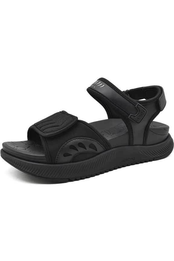 Walking Sandals Women,Arch Support Hiking Sandals with Orthotic Outdoor Footbed for Plantar Fasciitis,Water Athletic Platform Sandalias Mujer with 3 Adjustable Strap Black Size 6