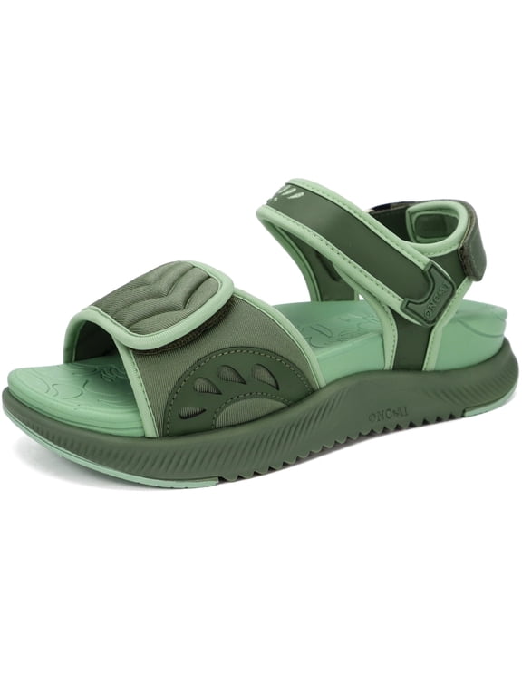 Walking Sandals Women,Arch Support Hiking Sandals with Orthotic Outdoor Footbed for Plantar Fasciitis,Water Athletic Platform Sandalias Mujer with 3 Adjustable Strap Green Size 11