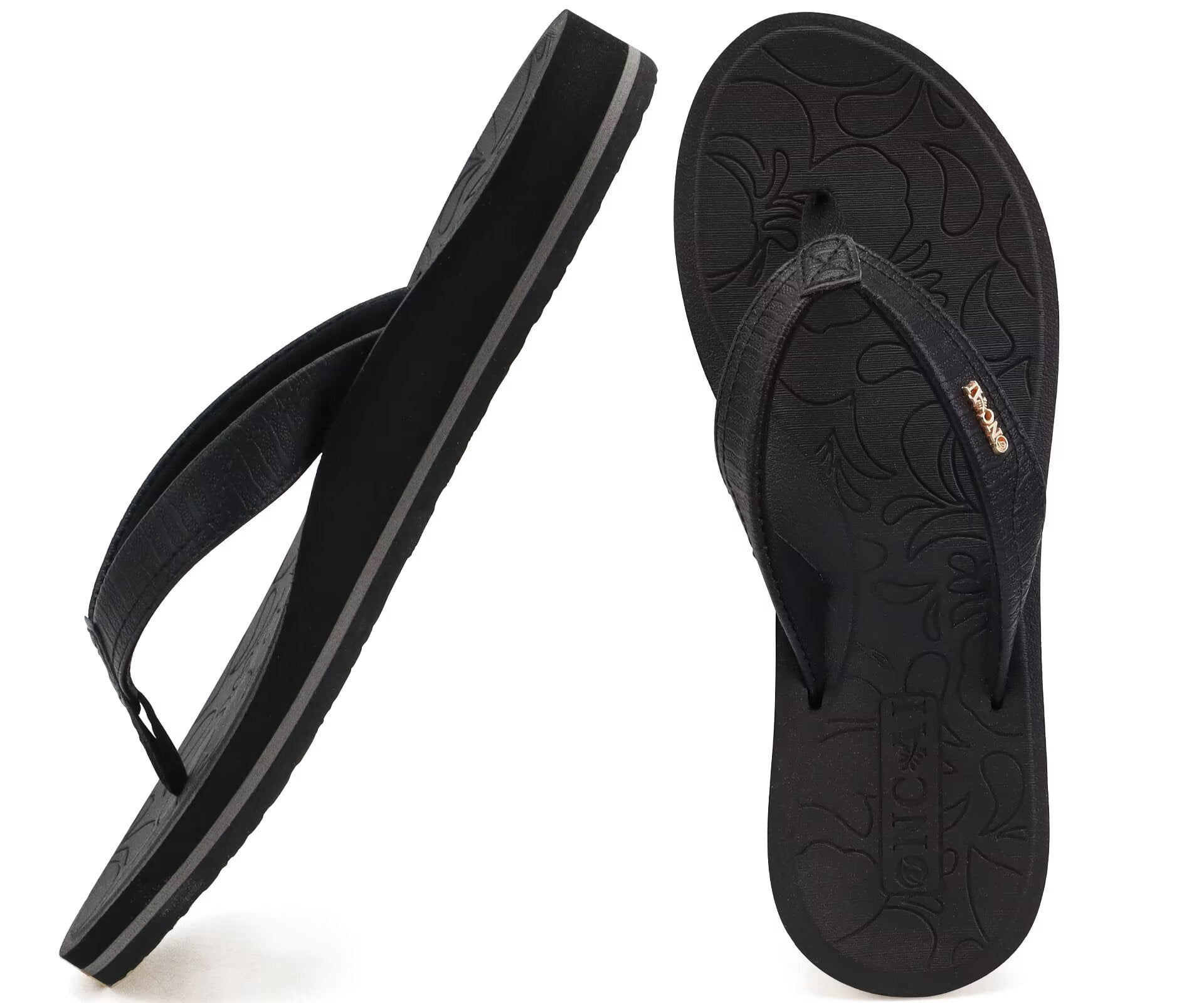 Women's Flip Flops Comfortable Summer Beach Thong Sandals for Women 2025 with Cushion Walking Arch Support Yoga Mat Indoor Outdoor Soles Black Size 7