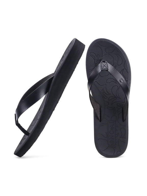 Womens Flip Flops for Women Arch Support Yoga Mat Summer Beach Leather Woman Dressy Thong Sandal for Women 2026 with Plantar Fasciitis Walking Ladies Thong Cushion Sandal Outdoor Black Size 10