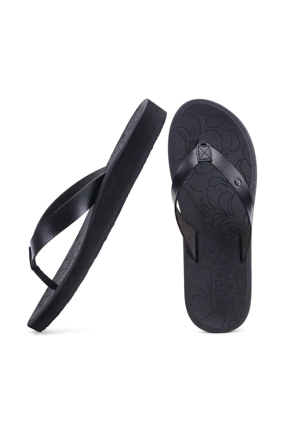 Womens Flip Flops for Women Arch Support Yoga Mat Summer Beach Leather Woman Dressy Thong Sandal for Women 2026 with Plantar Fasciitis Walking Ladies Thong Cushion Sandal Outdoor Black Size 9.5