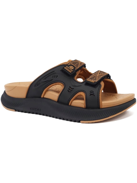 ONCAI Womens Orthotic Sandals Ladies Recovery Walking Slides Sandals for Women 2026 Arch Support Plantar Fasciitis Comfort Orthopedic Soft CushionSummer Adjustable Sandalias Black/Khaki Size 8