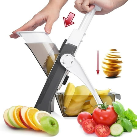 ONCE FOR ALL Mandoline Food Slicer, Adjustable Slices 0.1-8mm, Gray