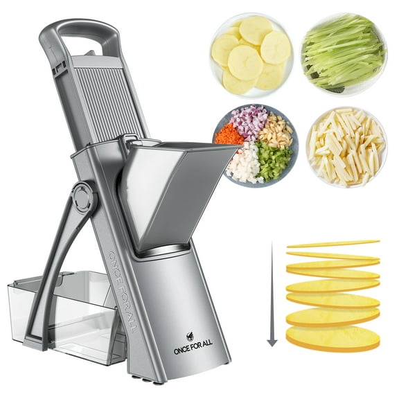 ONCE FOR ALL Mandoline Slicer Adjustable Stainless Steel Vegetable Chopper, Dice, Julienne, Slicing