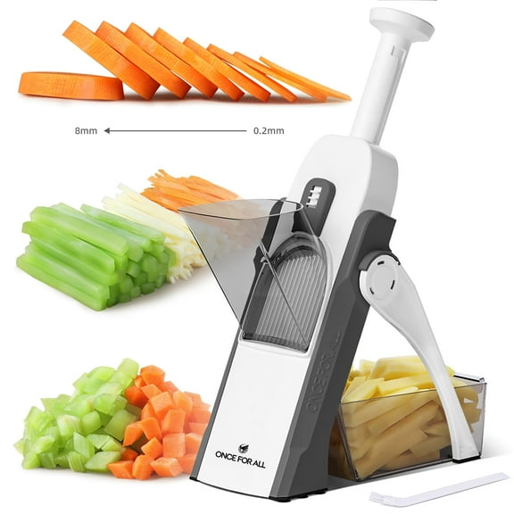 ONCE FOR ALL Mandoline Slicer for Kitchen, Vegetable Cutter Food Shredder Dicer Chopper, Gray