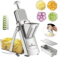 thumbnail image 1 of ONCE FOR ALL Adjustable Mandoline Slicer with Container, Vegetable Slicer, Grater for Kitchen, Stainless Steel with 0.1-8mm Thickness & Dishwasher Safe Food Prep Tool, 1 of 10