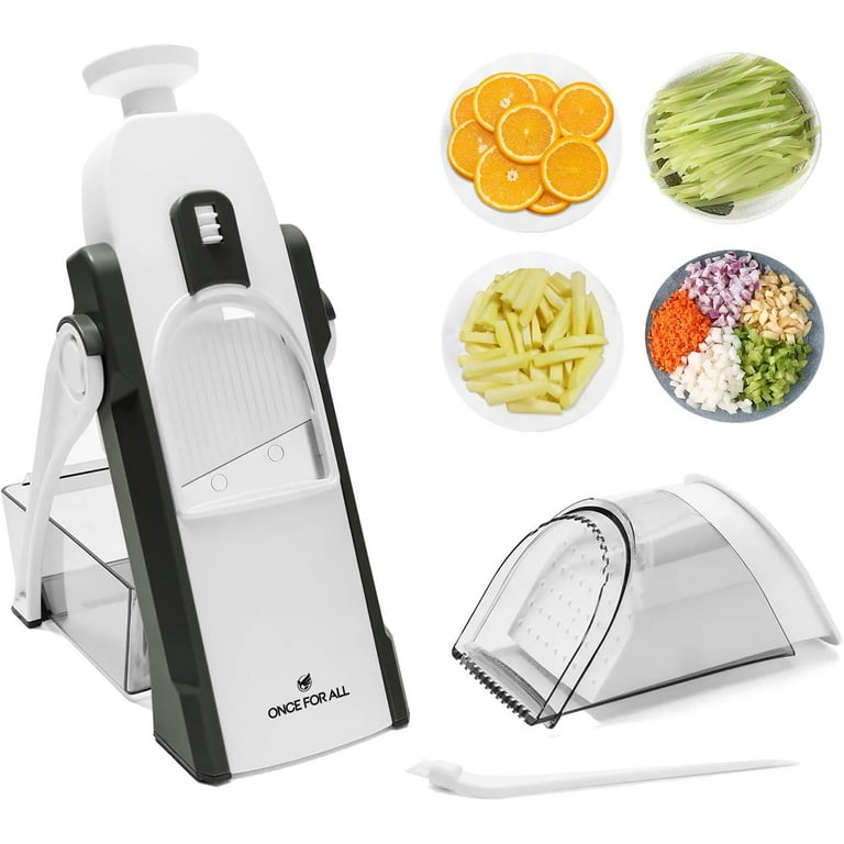 ONCE FOR ALL Safe Mandoline Food Slicer for Kitchen, Stainless Steel Potato  Slicer,Vegetable Chopper, Mandolin Slicer, French Fry Cutter, 5 in 1  Chopping Artifact for Kitchen Chef Meal Prep (Gray） 