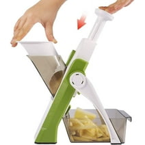 ONCE FOR ALL Safe Mandoline Slicer for Kitchen, Stainless Steels ,Vegetable Chopper, Mandolin Food Slicer, French Fry Cutter, 5 in 1 Chopping Artifact Stainless Steel Green