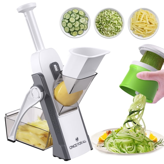 ONCE FOR ALL Vegetable Chopper, Zucchini Spaghetti Maker Spiralizer, Mandoline Slicer for Kitchen