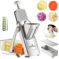 thumbnail image 1 of ONCE FOR ALL 5-in-1 Vegetable Slicer with Container - Adjustable Mandoline Chopper, Slicer, Dicer, Grater for Kitchen, Stainless Steel with 0.1-8mm Thickness & Dishwasher Safe Food Prep Tool, 1 of 11