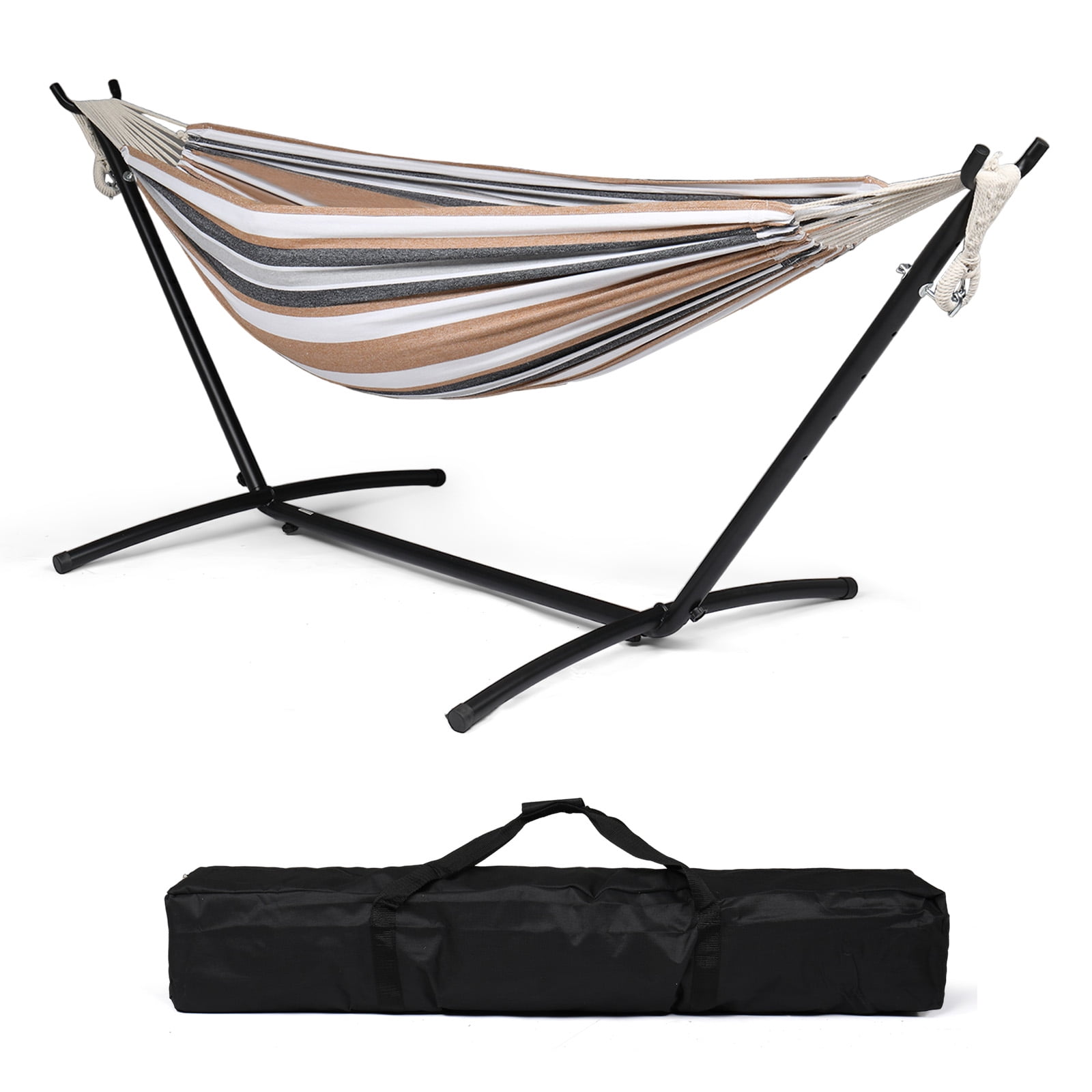 ONCLOUD 550 LBS Capacity Double Hammock with Stand Included with Portable Carrying Bag, 2-Person Hammock for Outdoors & Indoors - Desert Stripe - Desert Stripe