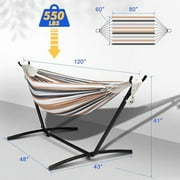 ONCLOUD 550 LBS Capacity Double Hammock with Stand Included with Portable Carrying Bag, Heavy Duty 2-Person Hammock for Outdoors & Indoors - Desert Stripe, Series TDCTZ1 - Desert Stripe