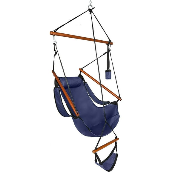 ONCLOUD Premium Floating Hammock Chair Air Chair with Footrest - Navy Blue Hanging Swing Seat with Reinforced Rope