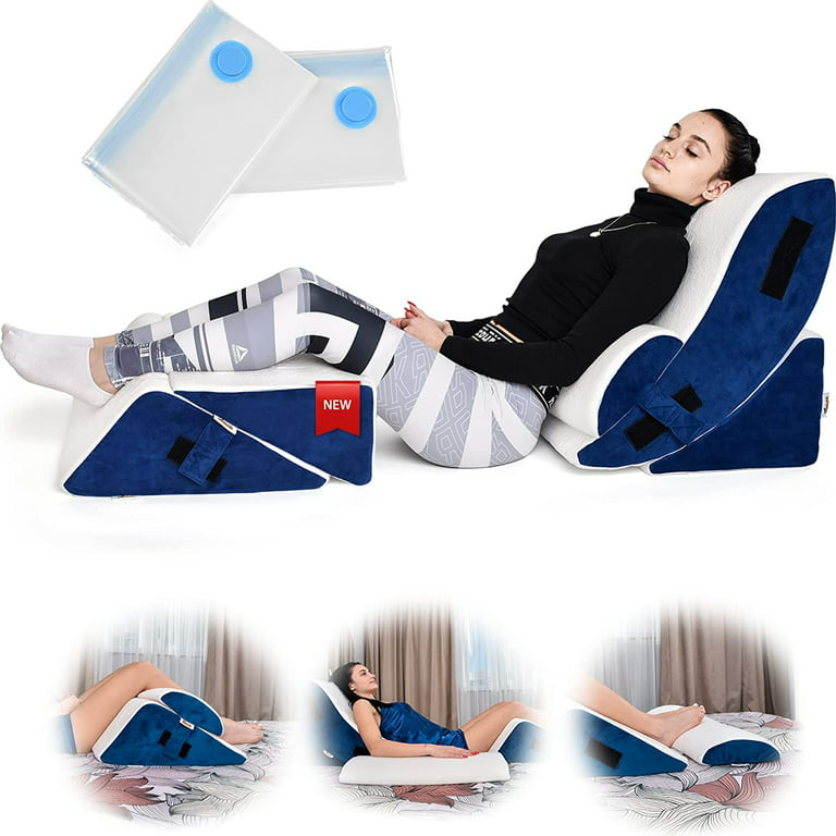 AllSett Health 4 PC Bed Wedge Pillows Set - Orthopedic Wedge