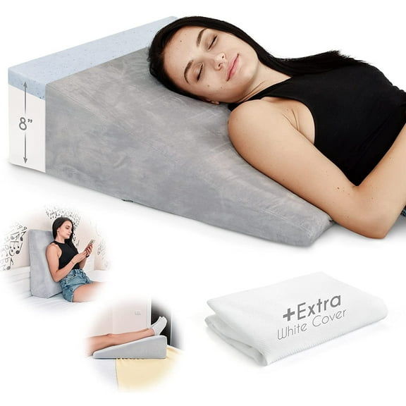 ONDEKT 8” Wedge Pillow for Sleeping Multipurpose Elevated Pillows for Back and Neck Pain