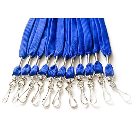 ONDEPOT 100pcs Flat ID Neck Lanyards for Badges, Swivel J-Hook