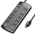 thumbnail image 1 of ONDOG 10 Outlet Surge Protector with 4 USB Ports, Black, 1 of 7