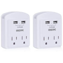 ONDOG 2-Pack Wall Charger, Small Surge Protector with 2 USB Ports, Top Phone Holder for Smart Phones, White