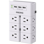 ONDOG Multi Plug Outlet - 12-Outlet Extender Surge Protector, 3 USB Ports Wall Mount for Home, Office, White