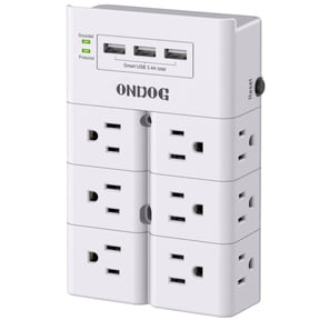 ONDOG Multi Plug Outlet - 12-Outlet Extender Surge Protector, 3 USB Ports Wall Mount for Home, Office, White