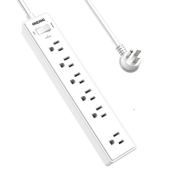 ONDOG Power Strip Surge Protector - 6 Outlets and 6 Feet Extension Cord, 1680 Joules, ETL Listed, White