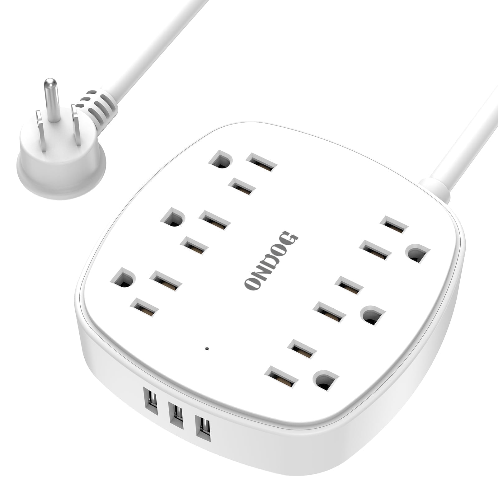 ONDOG 6ft Flat Plug Extension Cord- Power Strip Surge Protector with 6 Outlet Extender and 3 USB Ports, ETL Listed