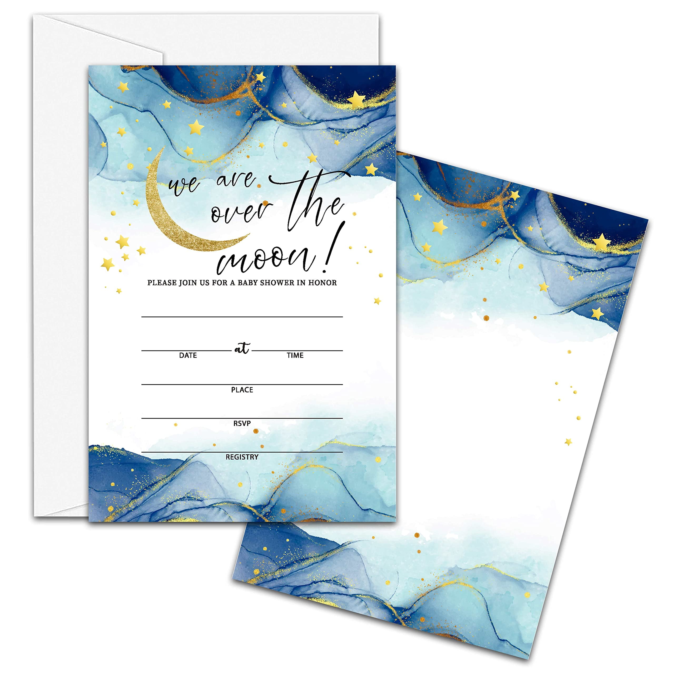 Over the Moon Baby Shower Invitations