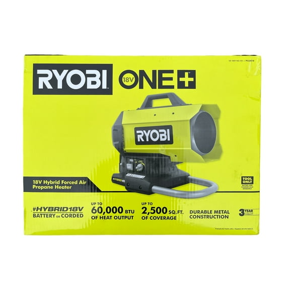 RYOBI ONE+ 18-Volt Cordless Hybrid Forced Air Propane Heater (Tool Only)