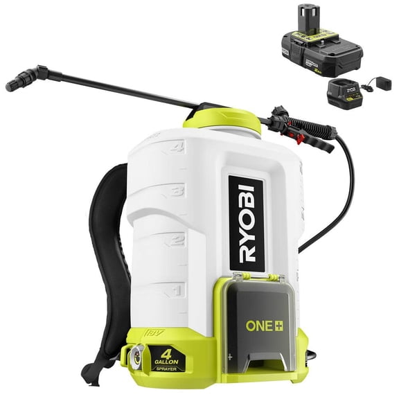 ONE+ 18-Volt Lithium-Ion Cordless 4 Gal. Backpack Chemical Sprayer Kit with 2.0 Ah Battery and Charger