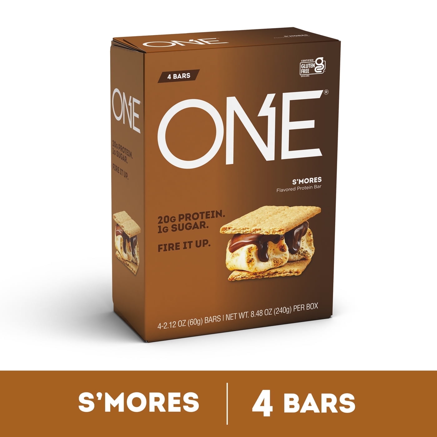 ONE Brands Protein Supplement Bar, S'mores, 20g Protein, 4 Count - pack of 2