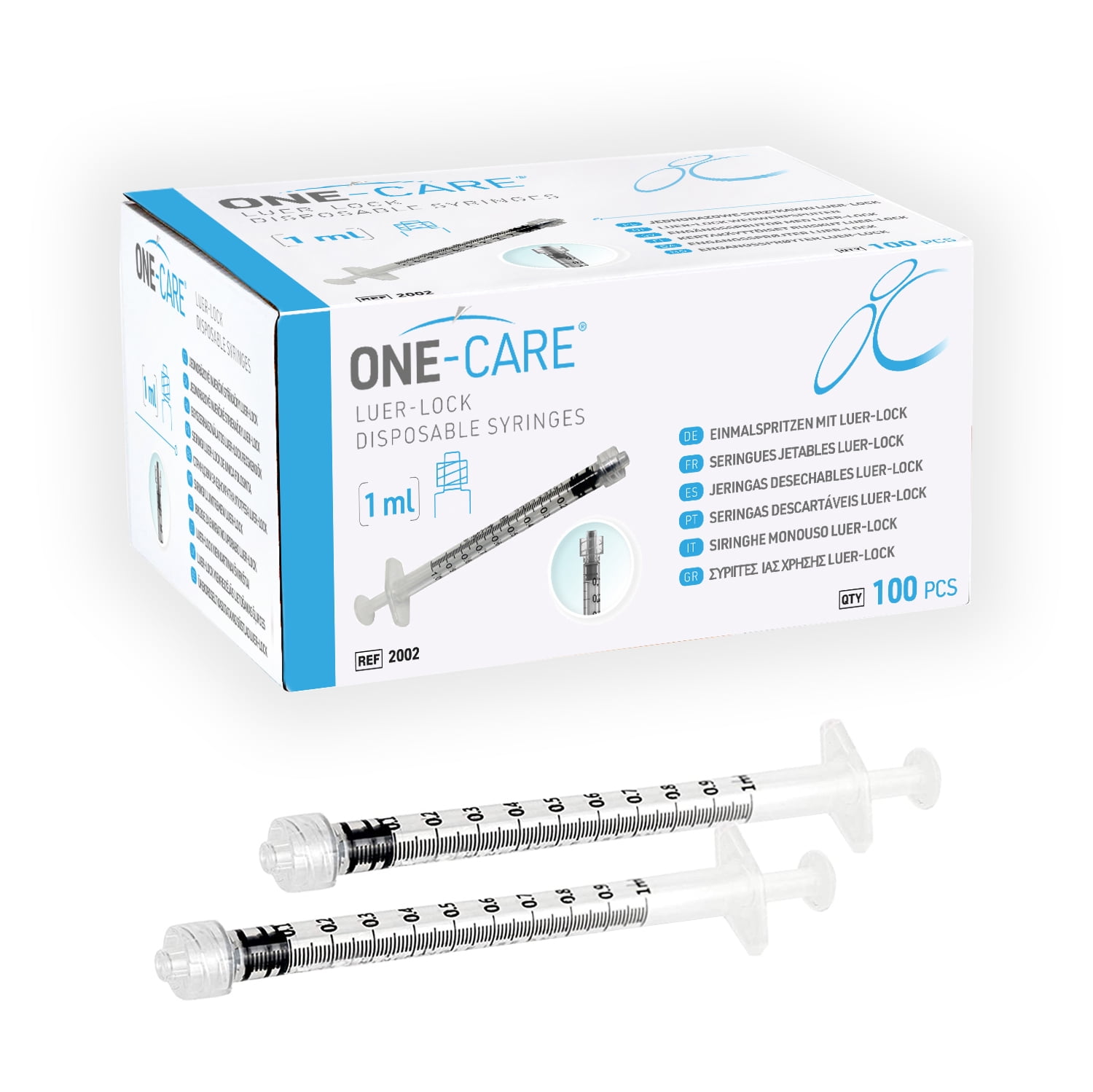 1ml Disposable Luer Lock Syringes with 25G 1 Inch Needle Individual Package  - Pack of 100