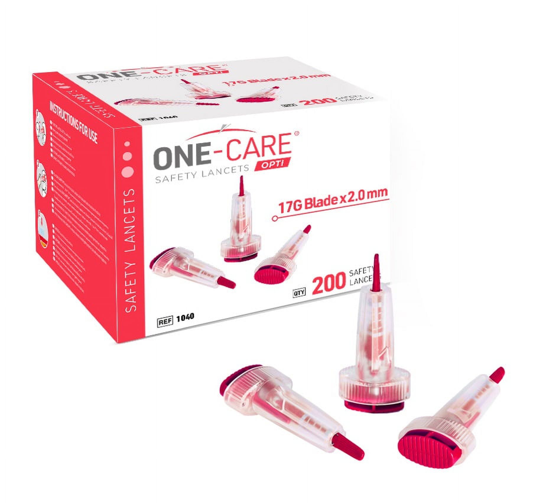 ONECARE Opti Safety Lancets, Top Button Activated, 17G x 2.0mm, 200 Count