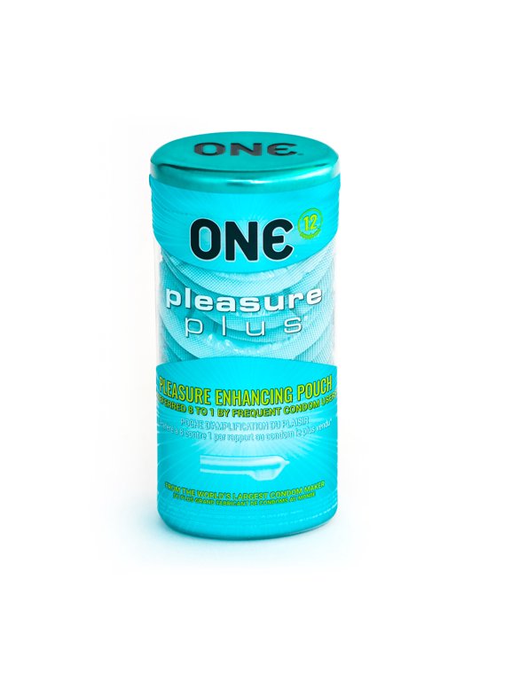 ONE Condoms Pleasure Plus, Pleasure Enhancing Latex Condoms, 12 Pack