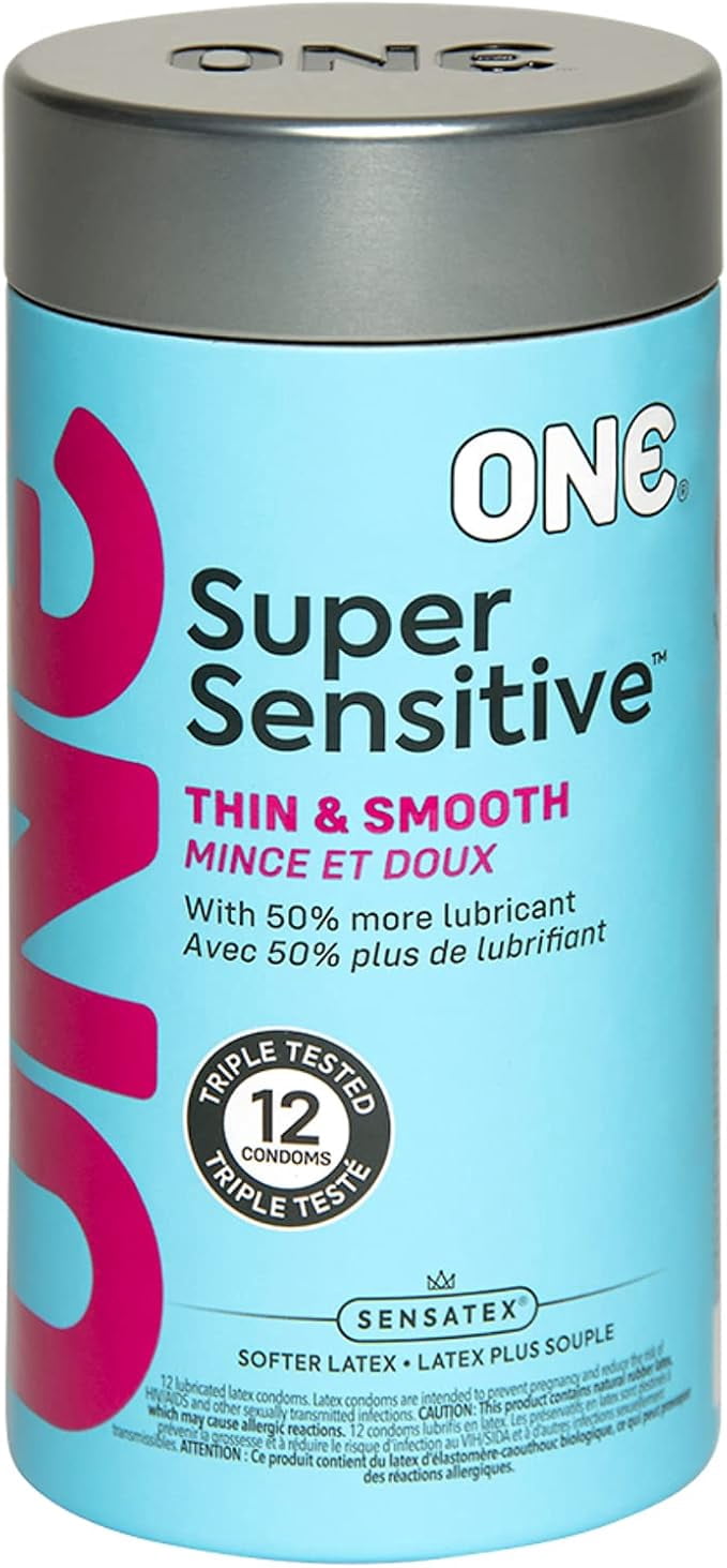 ONE Condoms Super Sensitive | Extra Lubricated Latex Condoms 12 Pack -  Walmart.com