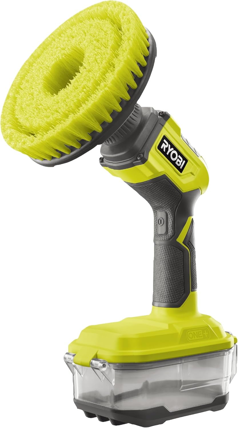 RYOBI ONE+ Cordless Compact Power Scrubber (Bare Tool) - 18V, IPX7 Waterproof, 210 RPM, For Tiles, Grout, Cars, Outdoor Furniture
