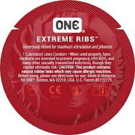 ONE Extreme Ribs + Brass Lunamax Pocket Case, Ribbed Studded Lubricated Latex Condoms-24 Count