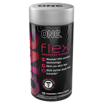 ONE® Flex™ Condoms -Ultra-Thin, Flexible, Strong, and Pleasure-Enhancing, Vegan Latex, 10-Count