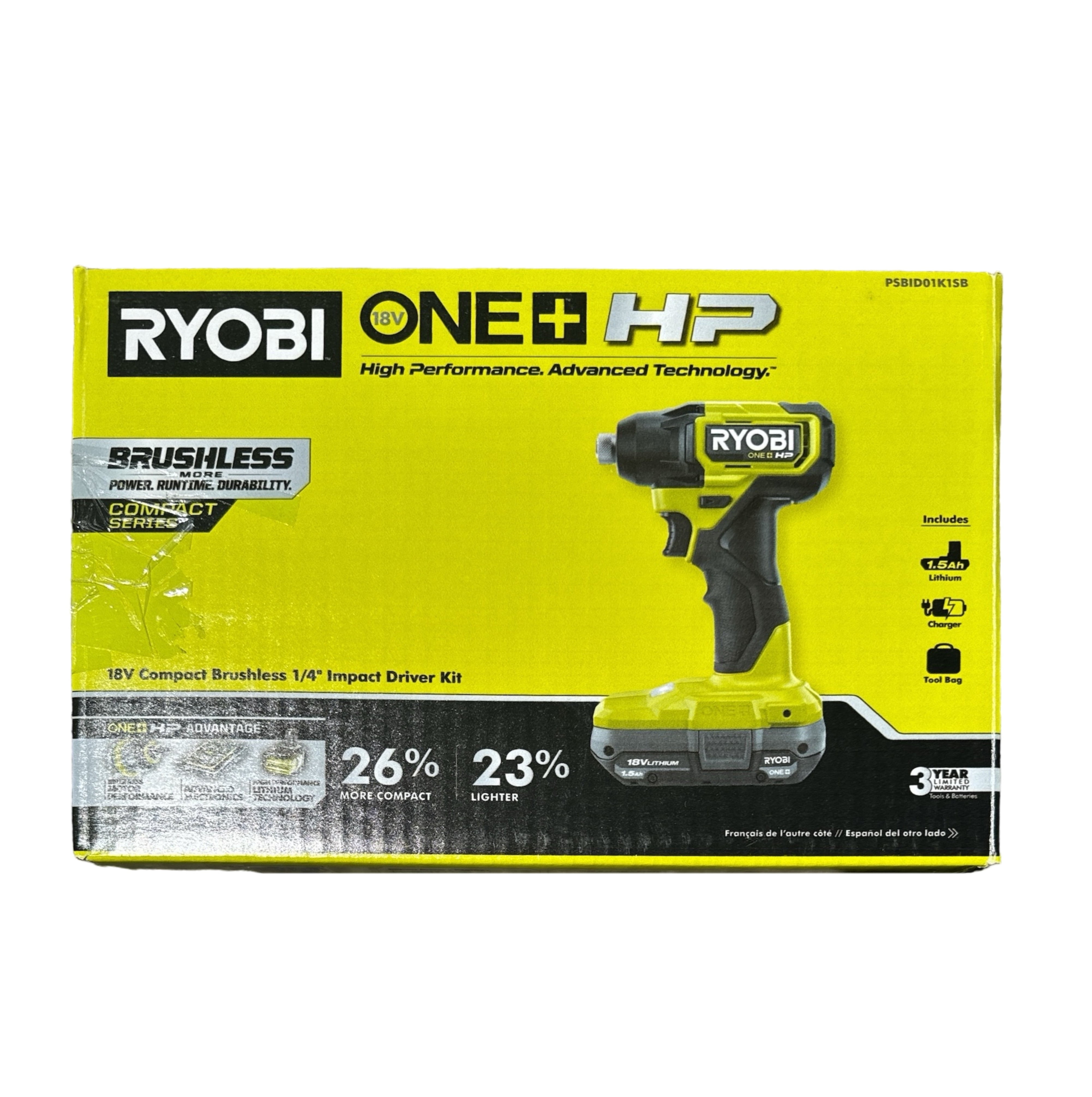 ONE+ HP 18V Brushless Cordless Compact 1/4 in. Impact Driver with Battery, Charger and Tool Bag