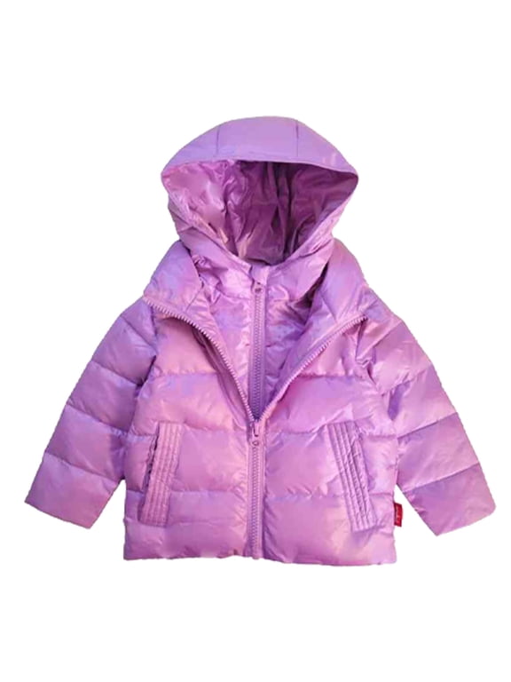 The Road Coat Down Toddler Winter Jacket with Split Collar and Dual Zipper, 20% Feather Insulation, Unisex Kids Winter Coat - Lilac