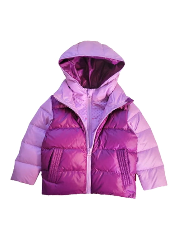 The Road Coat Down Toddler Winter Jacket with Split Collar and Dual Zipper, 20% Feather Insulation, Unisex Kids Winter Coat - Lilac/Plum